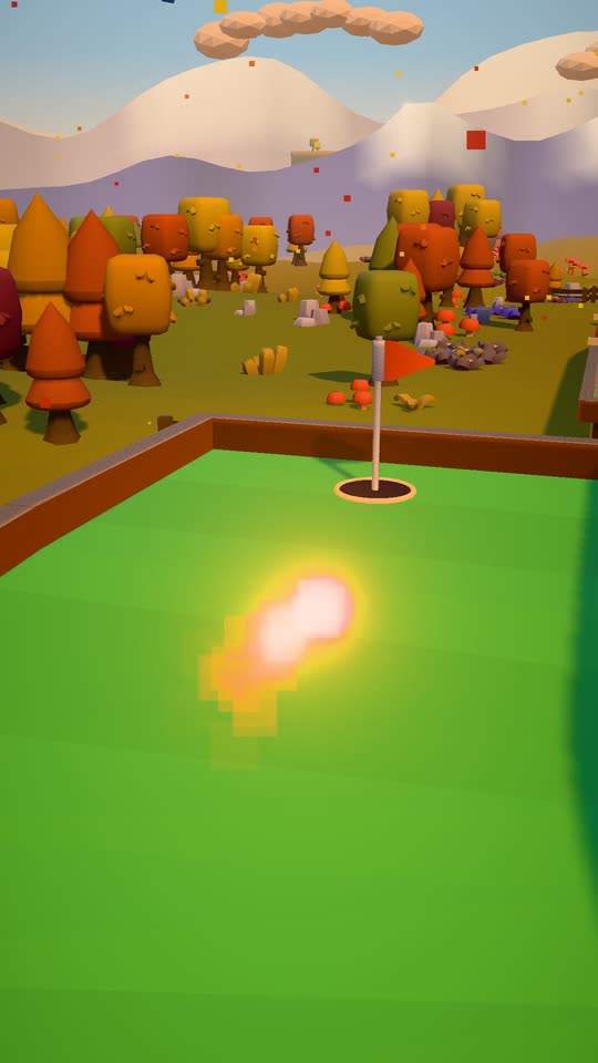 A flaming ball chipping over a hill in the Amber Orchard