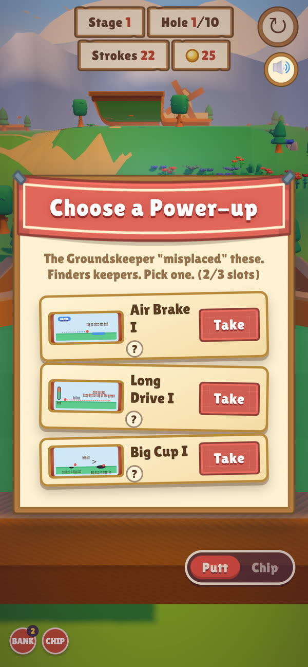 The free pick: choose one of three power cards, with Upgrade tags on cards you already own